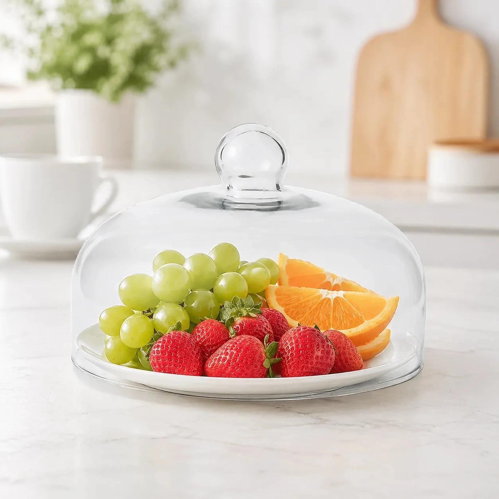 Tapa de alimentos para microondas, protector de salpicaduras de vidrio transparente para platos y cuencos, cúpula reutilizable antisalpicaduras, perilla de fácil agarre, apta para lavavajillas