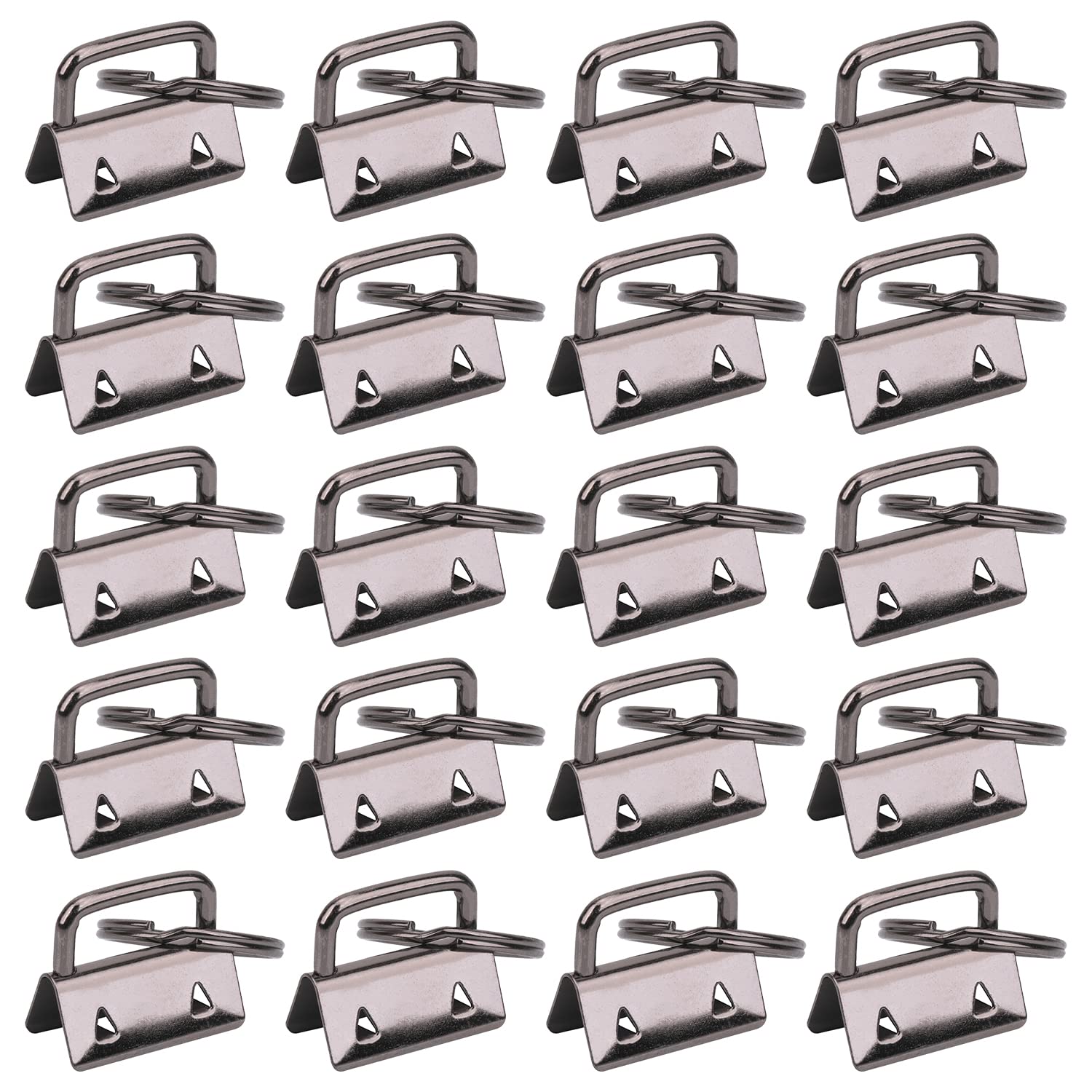 Trimming Shop Key Fob Hardware Gunmetal 1 Inch Lanyard Keychain Hardware Fob Key Ring with Metal Split Ring Clamps for Wristlet Lanyards, Webbing, Belts, Leather & Ribbon (Pack of 50) โ image 1