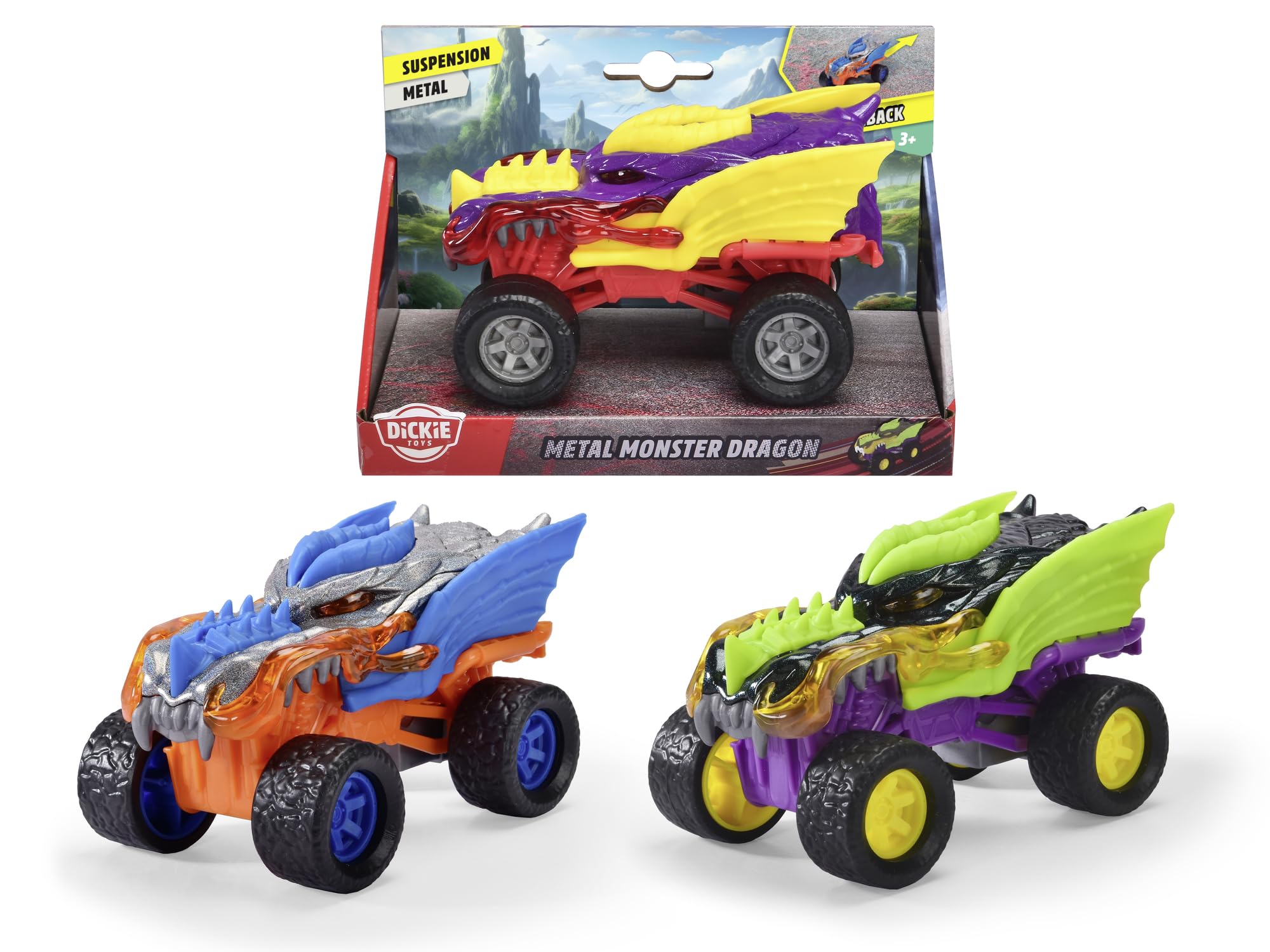Dickie Toys Metal Monster Dragon, 3 Assorted