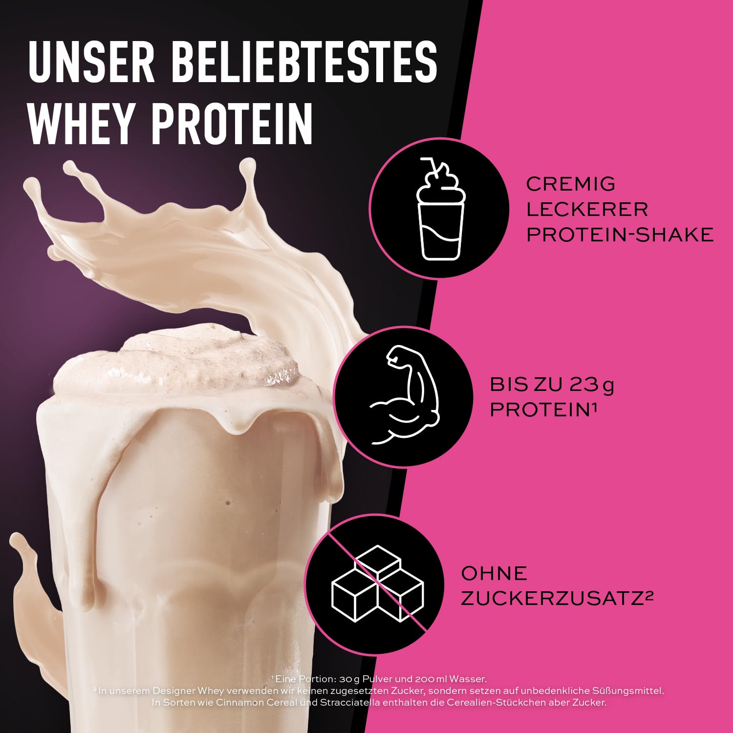 ESN Designer Whey Proteinpulver + Gratis Shake, Geschmacksneutral, 2 x 1 kg | Bis zu 23 g Protein pro Portion, ideal zum Muskelaufbau und -erhalt - made in Germany