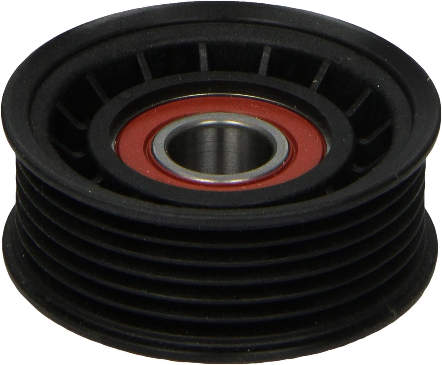 89015 6-Groove Flanged Tensioner & Idler Pulley, 70MM Diameter x 28.3MM Width x 12MM Shaft
