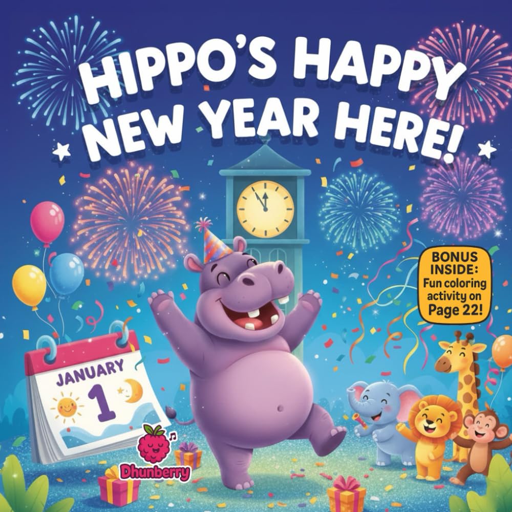 Hippo’s Happy New Year Here!: A Silly Rhyming Picture Book About Letting Go, Laughing, and Sharing Joy