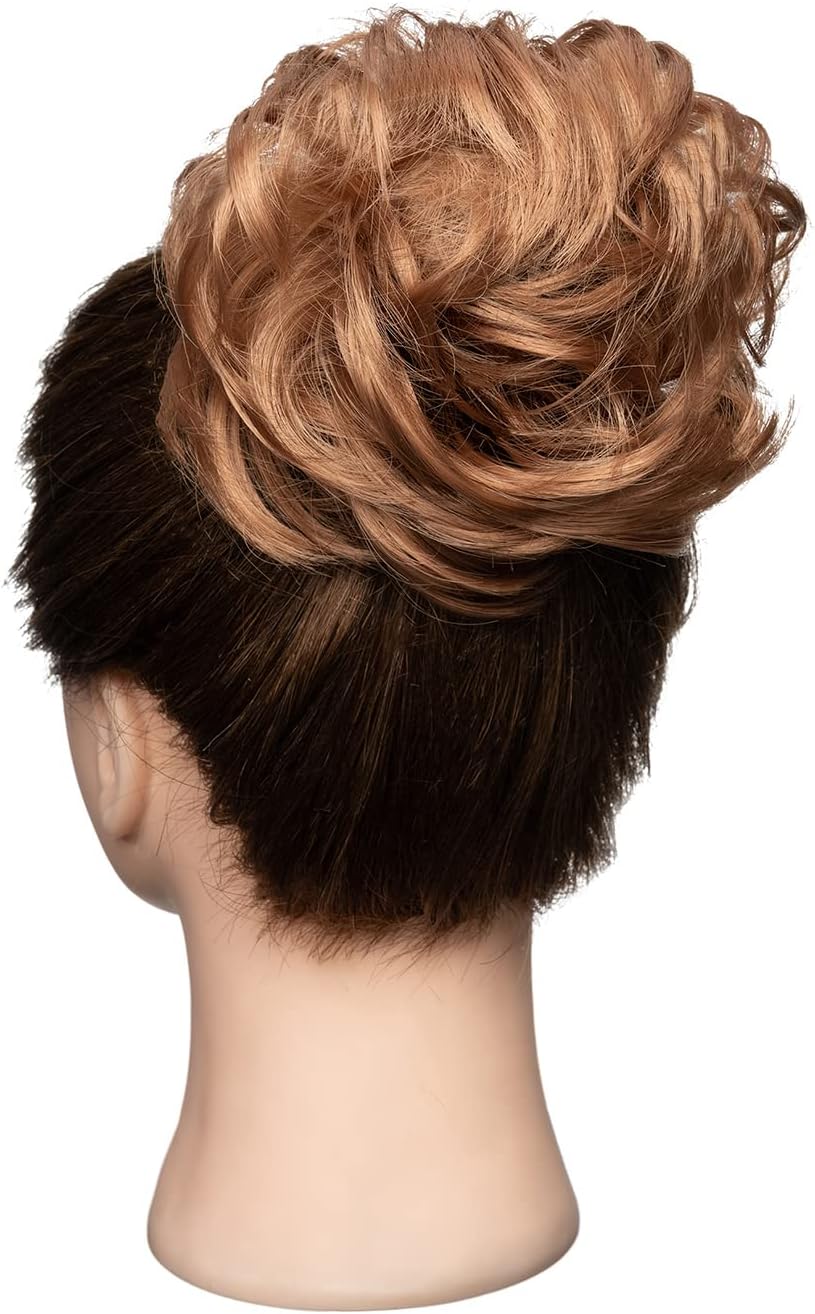 Cybelleza Scrunchy Bun Updo Hairpiece - Wavy Curly Messy Hair Bun Donut Hair Chignons - Light Auburn, S(30g) - Image 3