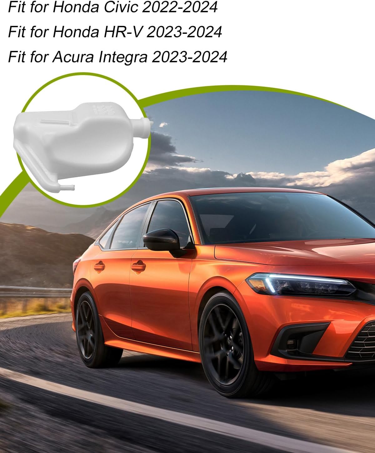 1910164AA00 Coolant Reservoir Tank with Cap Compatible with Honda Civic 2022-2024 Honda HR-V 2023-2024 Acura Integra 2023-2024 Replace 671-10192