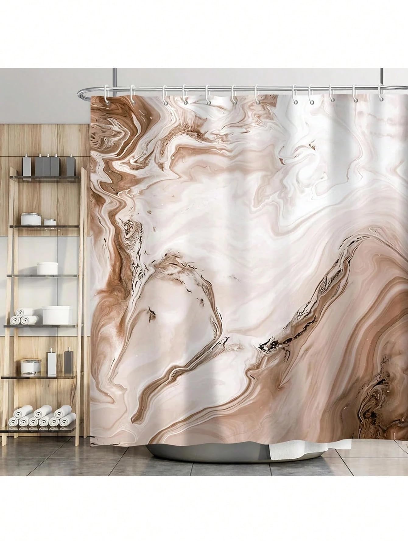 awitufhgp Marble Shower Curtain, Abstract Modern Ink Art Shower Curtains For Bathroom, Waterproof Polyester Bathroom Partitions(275x180cm/108x71in(WxH))