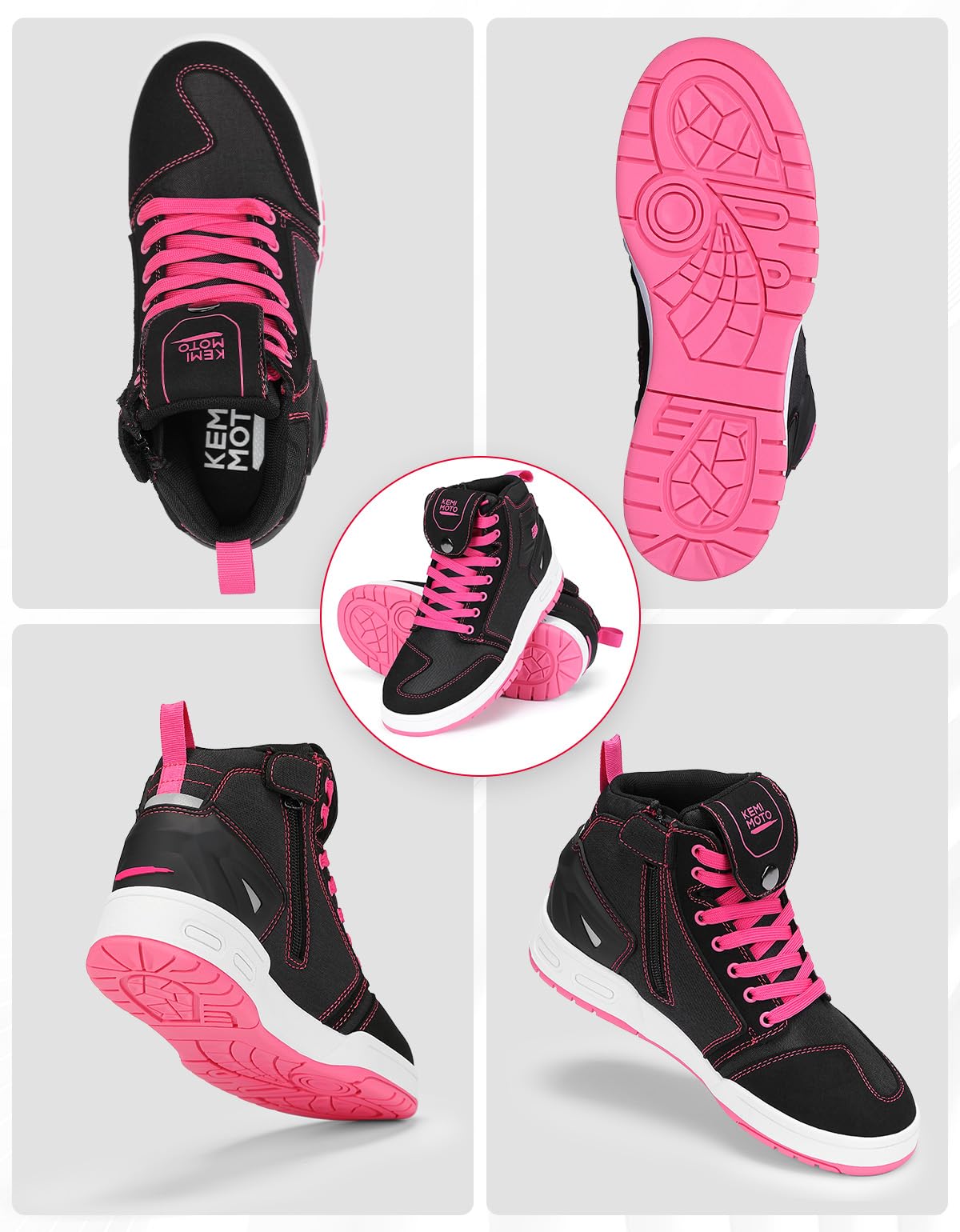 KEMIMOTO Zapatos Moto Mujer, Botas Moto Casuales Mujer, con Alza, Zapatillas de Moto Transpirables