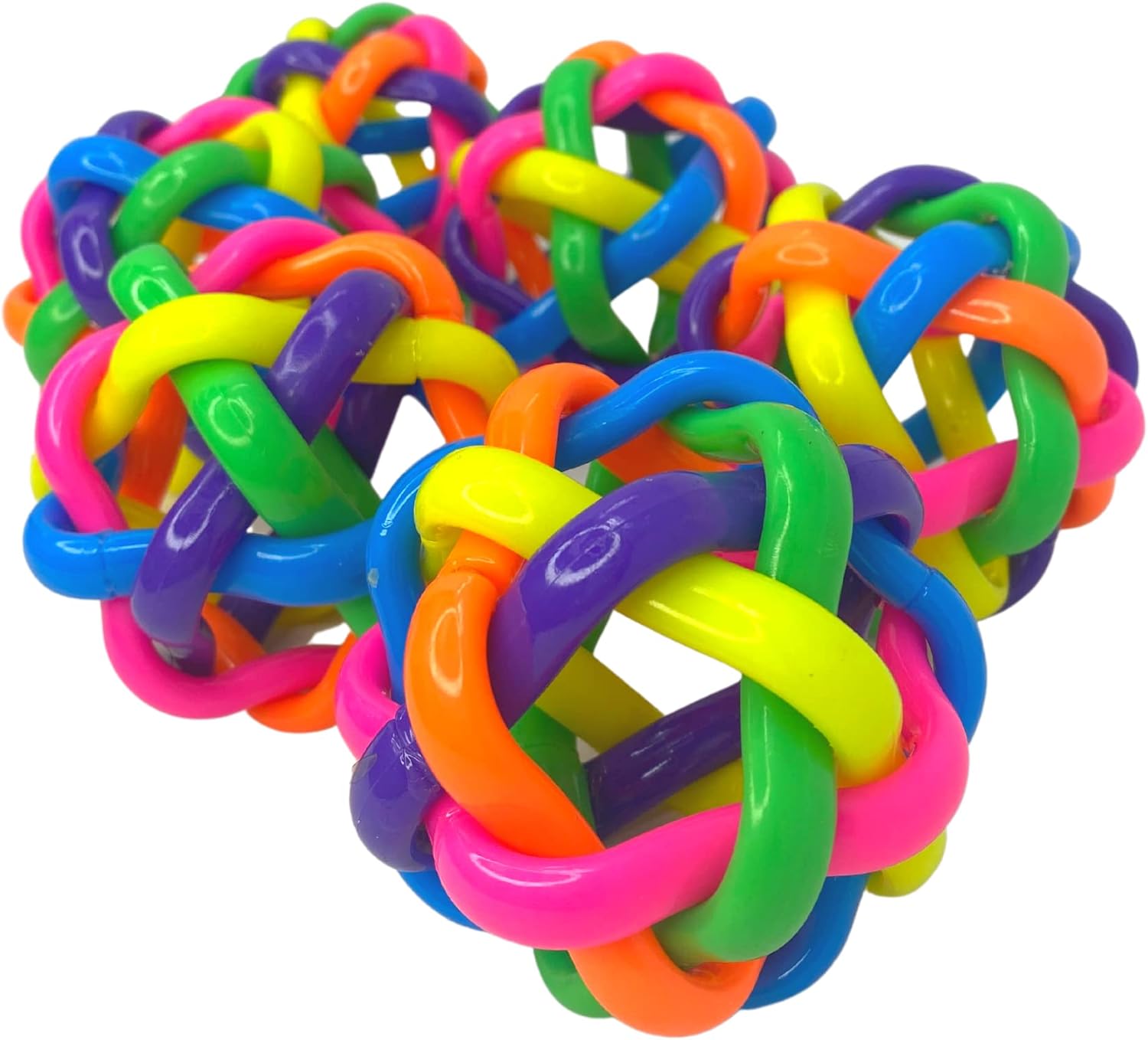 Bonka Bird Toys 3598 Pk6-3.5" Wibbly Balls Foot Talon Craft Part Bird Toys Bounce Fun Beak Feet Health Parrot Amazon African Grey and Similar Pets Dog Cat