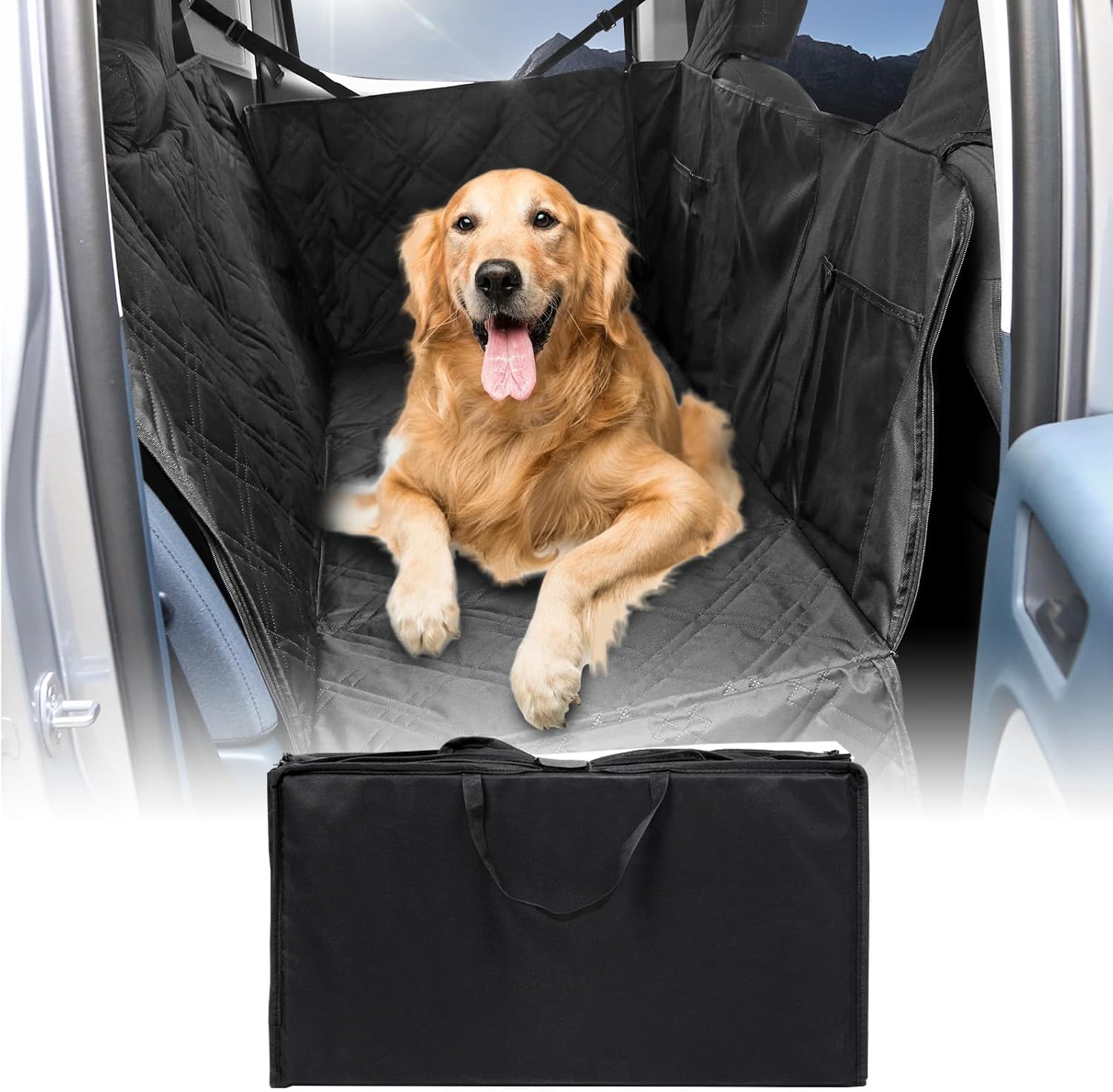 Mabett Dog Seat Covers for Ford Maverick 2025 2024 2023 2022 Accessories, Back Seat Hammock Extender for Pets Include Door Sides and Headrests Protection-Hard Bottom Support 600D Oxford Cloth