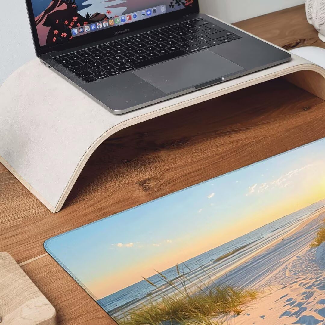 Nero Tappetino Mouse XXL, Tappetino Scrivania Spiaggia Mouse Pad Gaming con Base in Gomma Antiscivolo, Sottomano Scrivania per Computer, PC, Ufficio, Regali per Uomini e Donne 1200 x 600 x 3mm t2-tb1