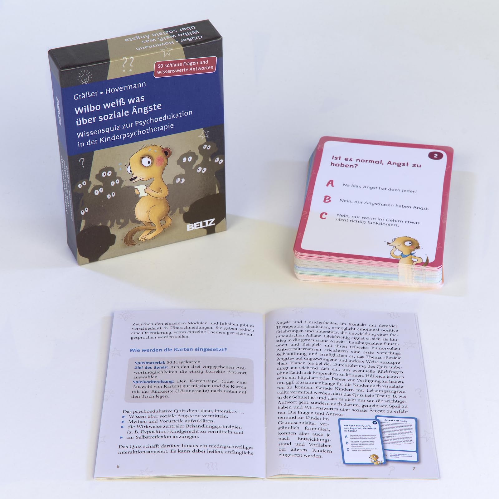 Wilbo weiß was über soziale Ängste: Wissensquiz zur Psychoedukation in der Kinderpsychotherapie. 50 schlaue Fragen und wissenswerte Antworten. Mit ... 9,8 x 14,3 cm (Beltz Therapiekarten)