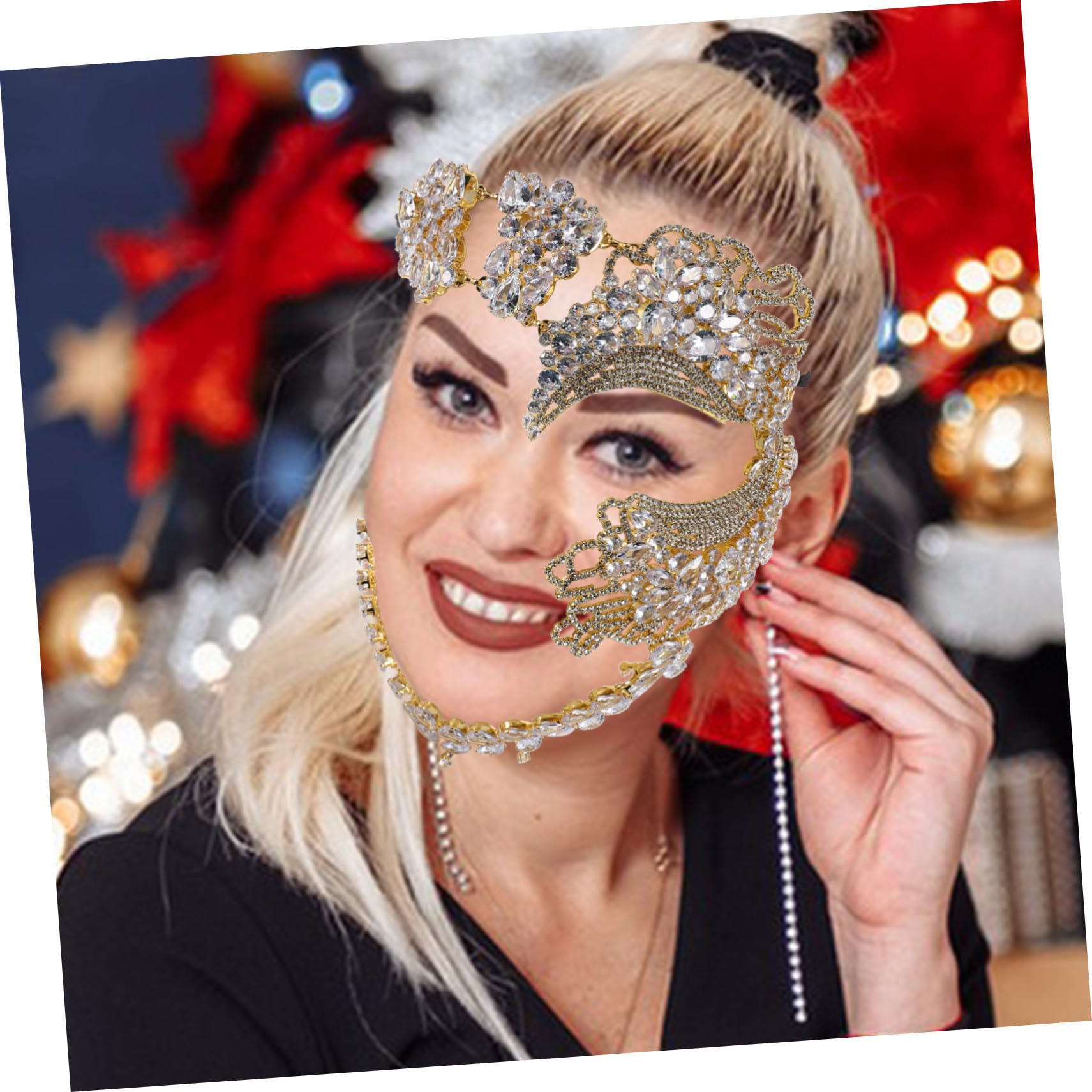 GALPADA Masque de Bal Masquerade Brillant Facette Masque Vénitien Élégant avec Bande Élastique Ajustable Accessoire pour Soirées Halloween Mardi Gras et Prom