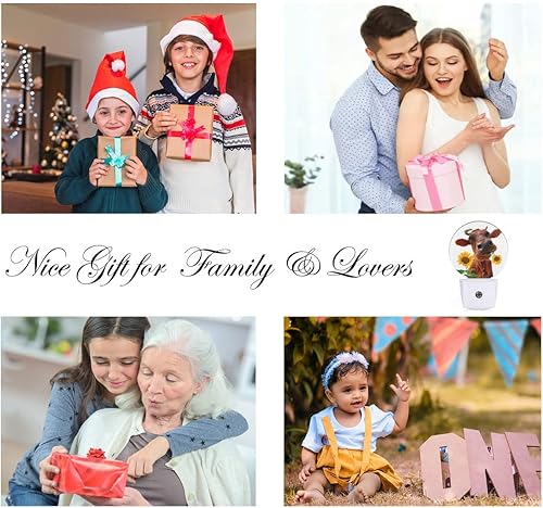 Miniatura 7 de EKOBLA Luz nocturna de vaca Highland, luz nocturna enchufable, luces nocturnas de animales de granja enchufables a la pared, luz nocturna LED para