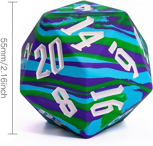 Miniatura 2 de IUSTIDIE Silicona D20 de 2.165 in, dados individuales de 20 caras gigantes D20 D20, colores camuflaje, tacto suave y cómodo, gorila perfecta, para