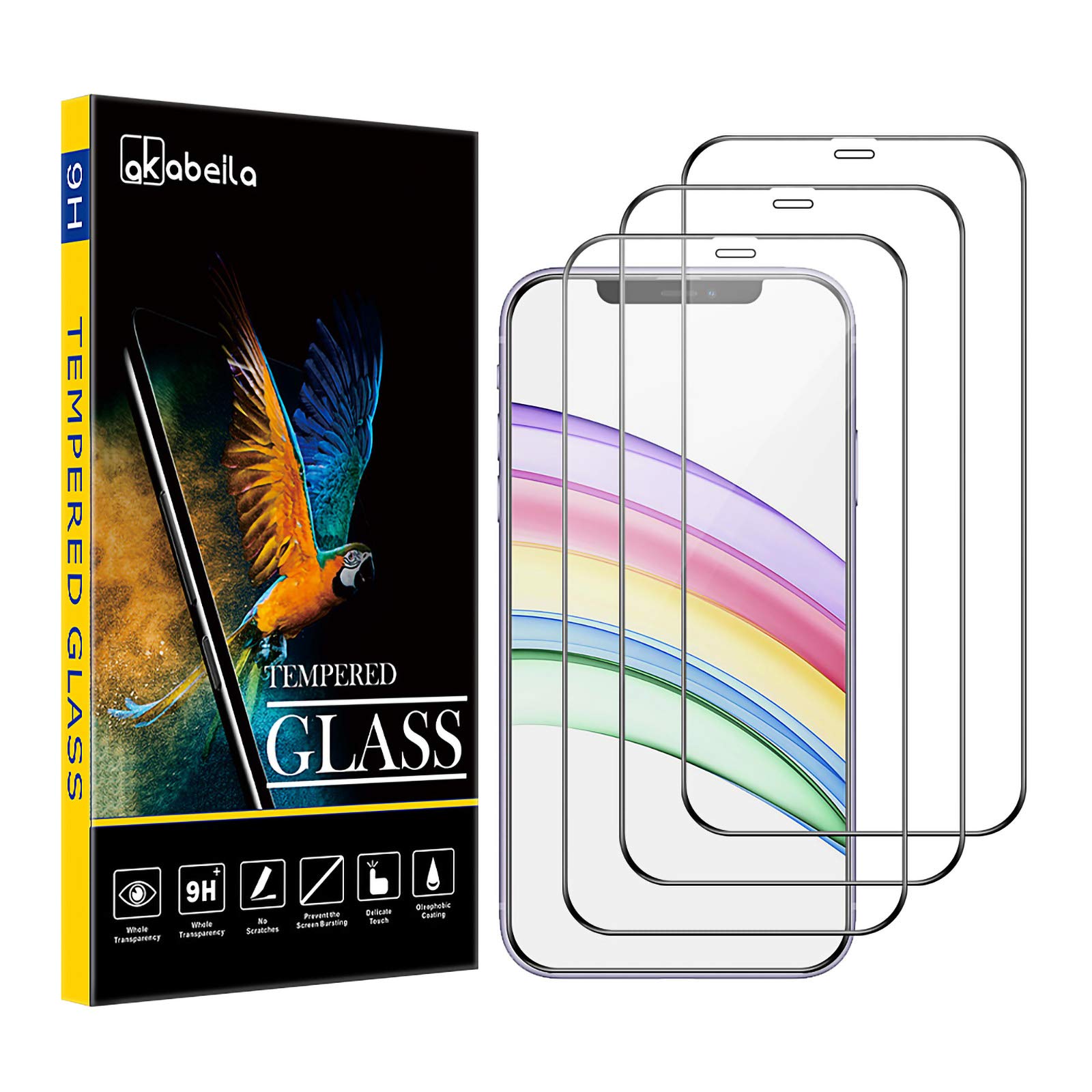 IPhone 11 / XR Bildschirmschutz [3 Stück] – 9H Gehärtetes Glas, HD Klar, Blasenfrei, Einfach Anzubringen