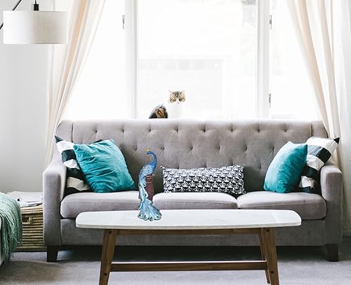 Miniatura 6 de Decoración de estatua de pavos reales, escultura de animales, resina moderna, acento para el hogar, pasillo, sala de estar, dormitorio, habitación