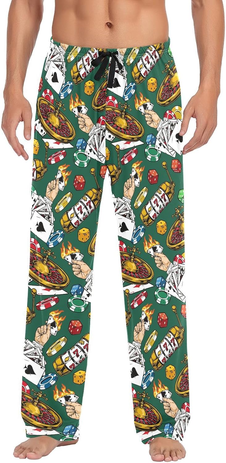 ZZKKO Pajamas Pants for Men Horses Animals Men's Pajama Bottoms 100% Cotton PJ Pants for Mens S-XXL