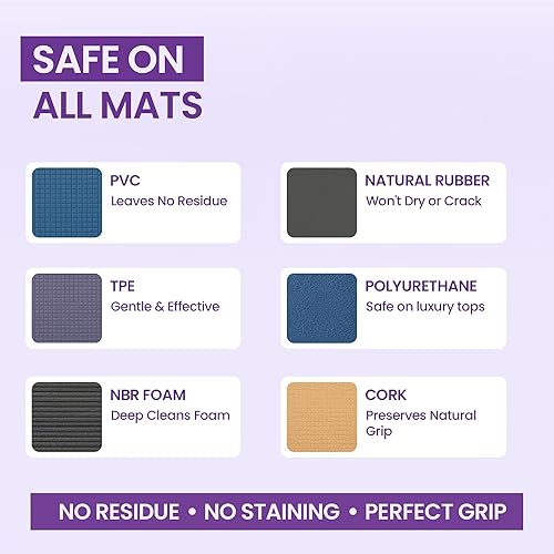 Miniatura 5 de Kit de limpieza de esterilla de yoga  Spray de esterilla de yoga a base de espuma con cepillo suave y paño de microfibra  Esenciales de yoga sin