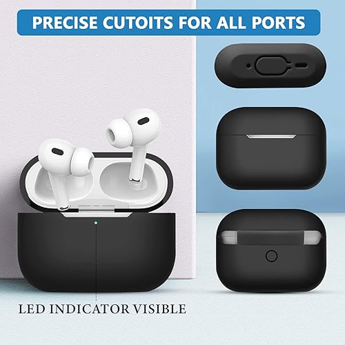 Miniatura 4 de Funda protectora de silicona suave para Airpods Pro 2 de 2 generación, a prueba de golpes, con llavero para Air Pods Pro 2, funda de carga para