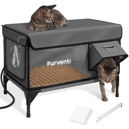 Heated Cat House for Outside,Dual Camera Mounts,100% Weatherproof & Extremely