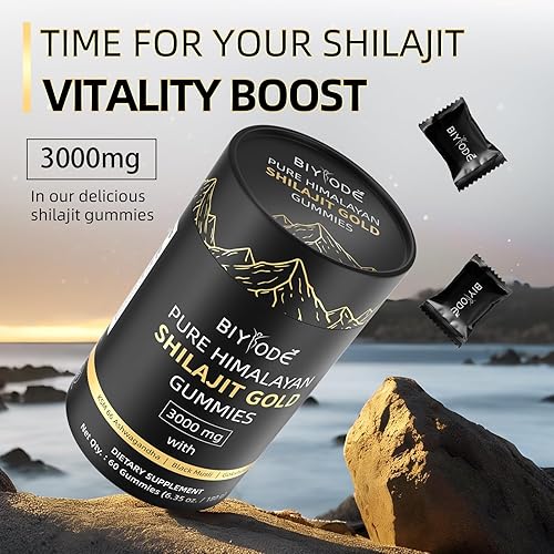 Miniatura 7 de Shilajit - Gomitas puras Shilajit del Himalaya ricas en Ashwagandha Gaulshura ácido fúlvico 85 micronutrientes, adecuadas para hombres y mujeres,