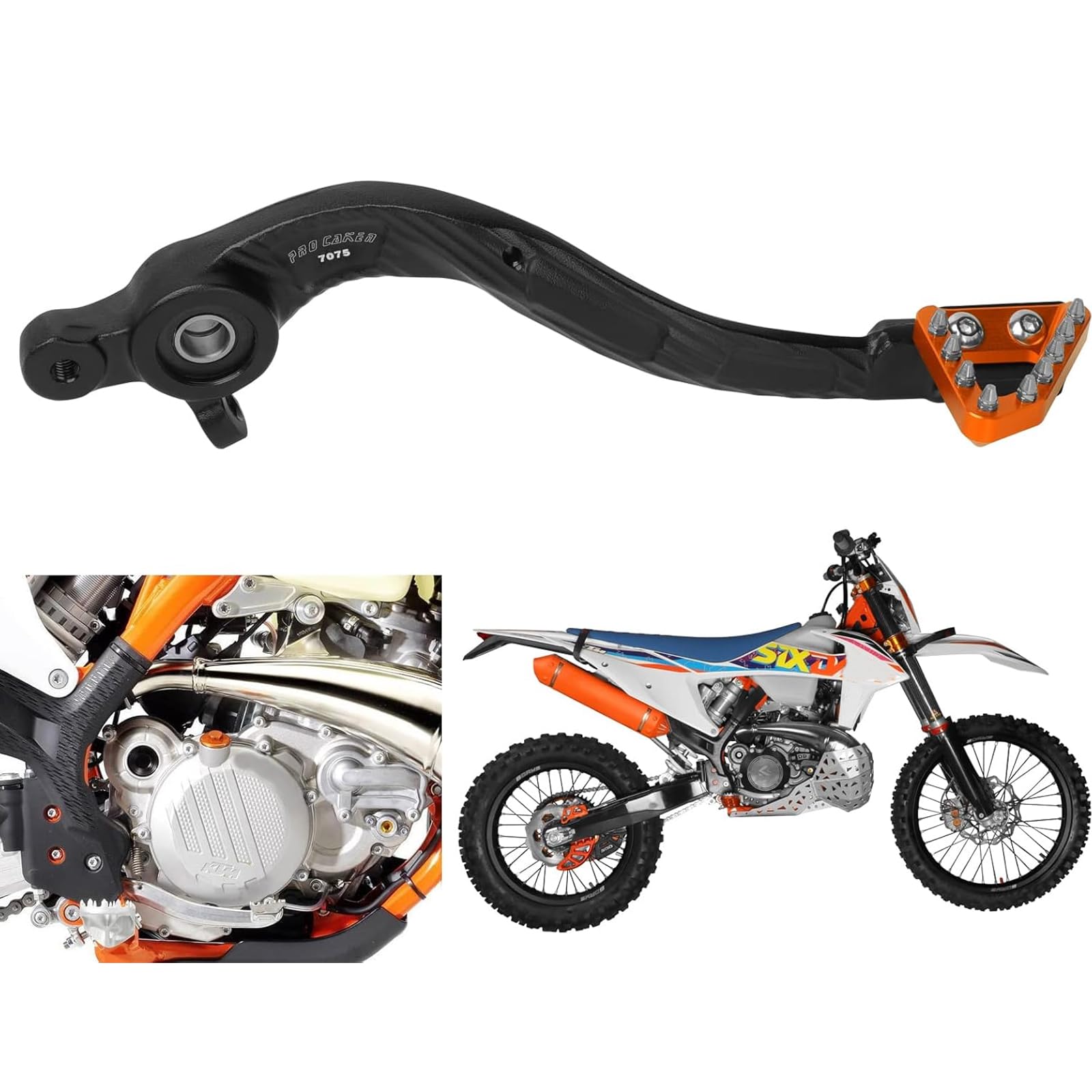 Palanca de pedal de freno trasero anodizada CNC de alta resistencia para EXC SXF TE FE naranja