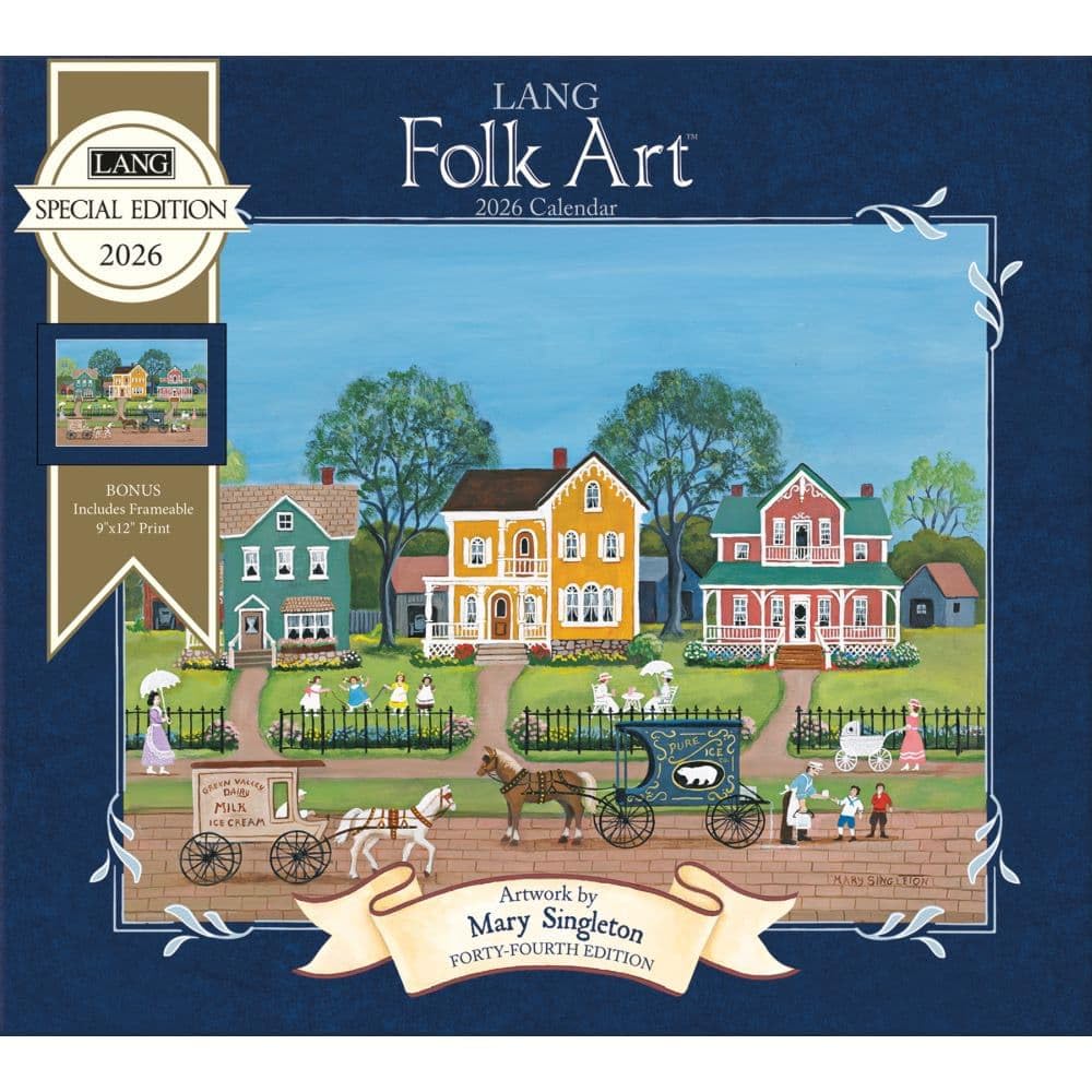 Lang Companies, Lang Folk Art Special Edition 2026 Wall Calendar, 12.5'' X 14'', 12-Month Calendar with Stapled Binding