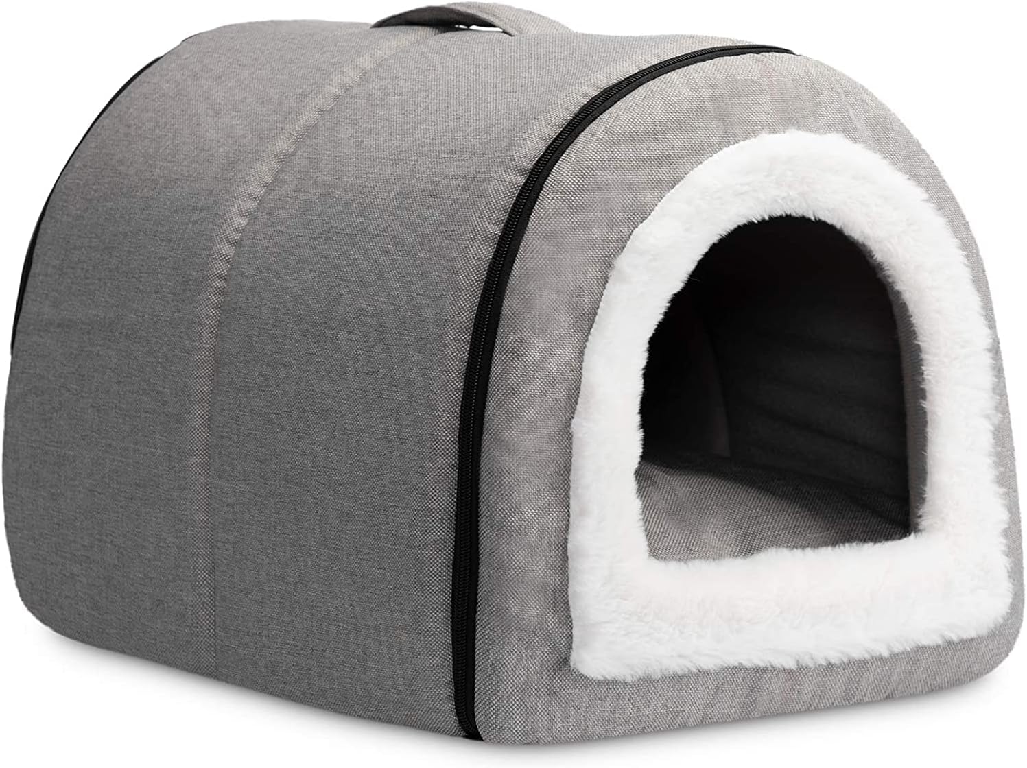 Hollypet Cat Bed Small Dog Bed 2-in-1 Foldable Pet Bed for Cats and Small Dogs, Grey