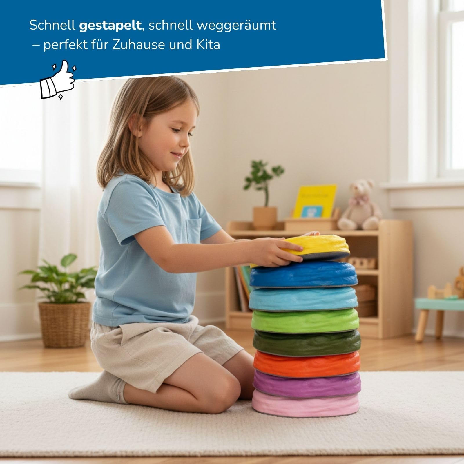 alldoro 60800 Pierres d'équilibre Souples - 8 Pierres d'équilibre en Mousse Souple pour Enfants à partir de 3 Ans, 18 x 15 cm chacune, Multicolore