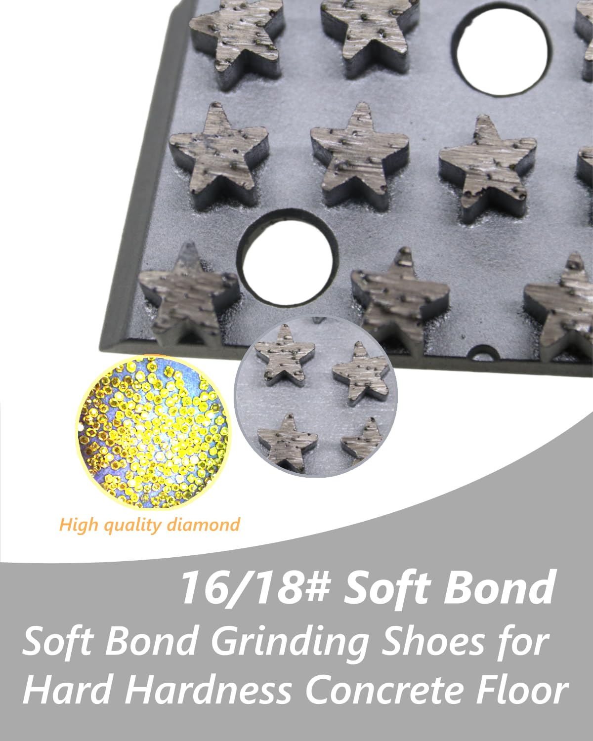 Diamond Grinding Shoes, 9PCS Concrete Grinding Disc Fit with Lavina Onfloor Grinder, 30/40 Grit Soft Metal Bond, Multi-Star Segments