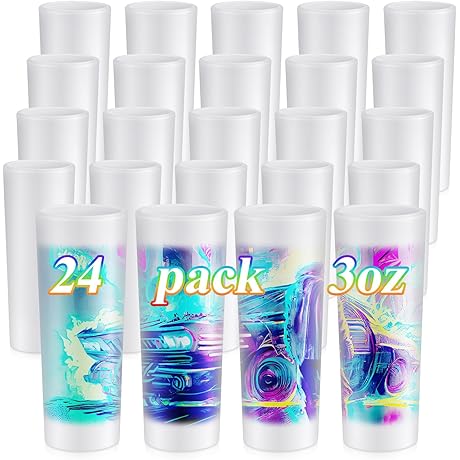 24 Pcs Sublimation Frosted Shot Glasses