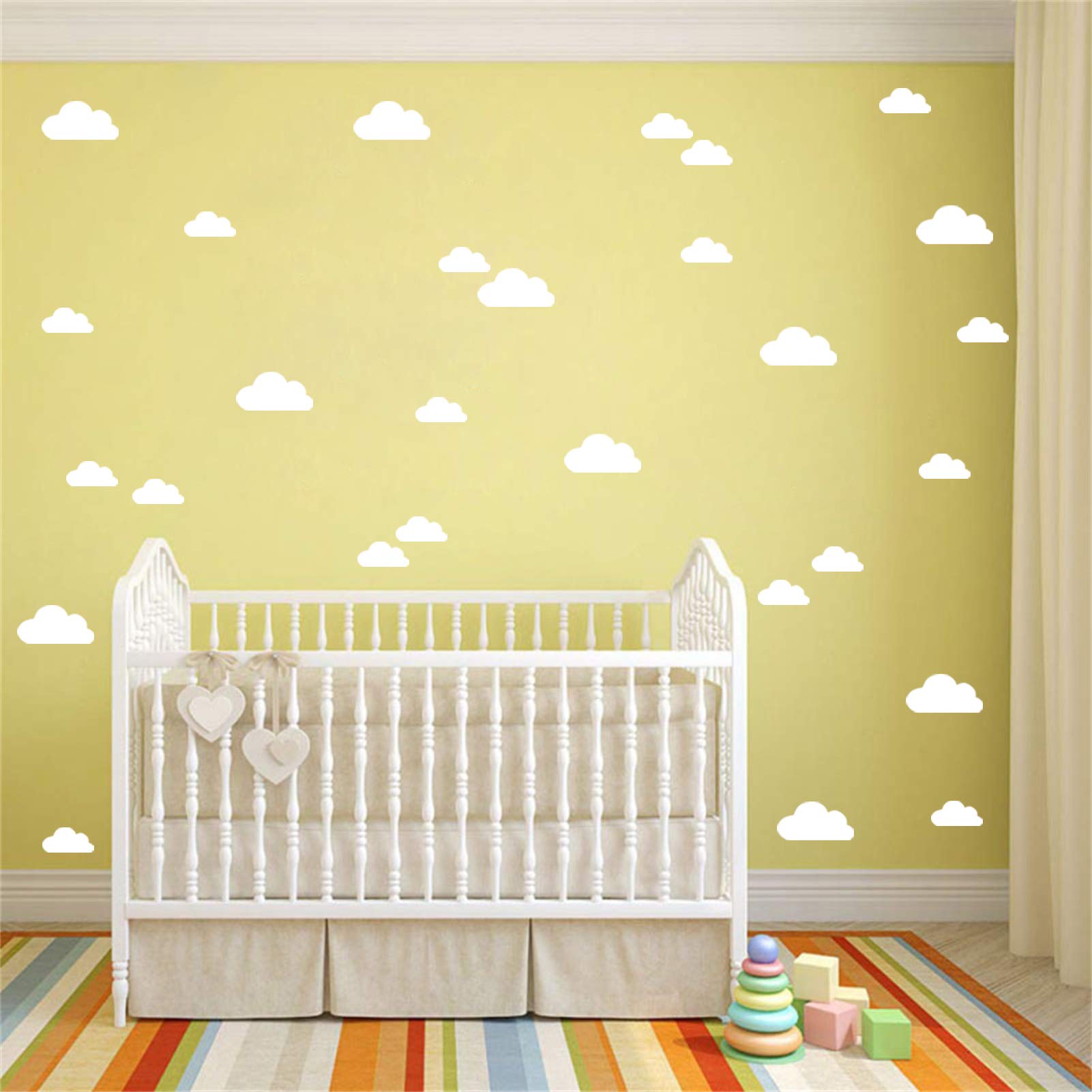 57pcs Cloud Wall Decals for Kids Rooms,Removable Easy Paste Wall Sticker for Living Room,Nursery Wall Decor,Kids Room Decor Wall Sticker for Boys Girls Bedroom(White)