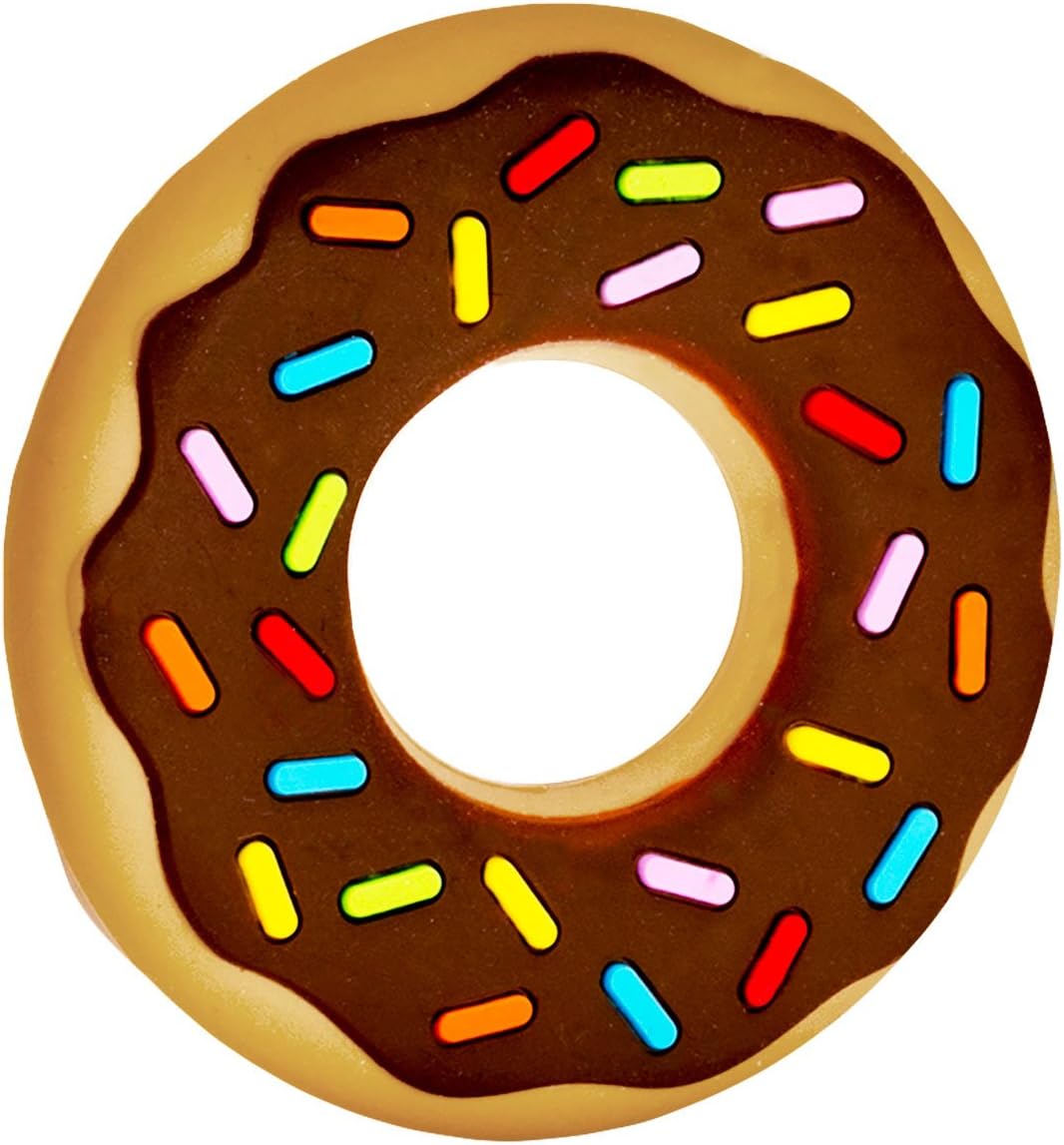 Teething Wafer Pain Relief Safe Silicone Teether Textured Soft Flexible Funny Food Teething Toy - Chocolate Donut (Doughnut)