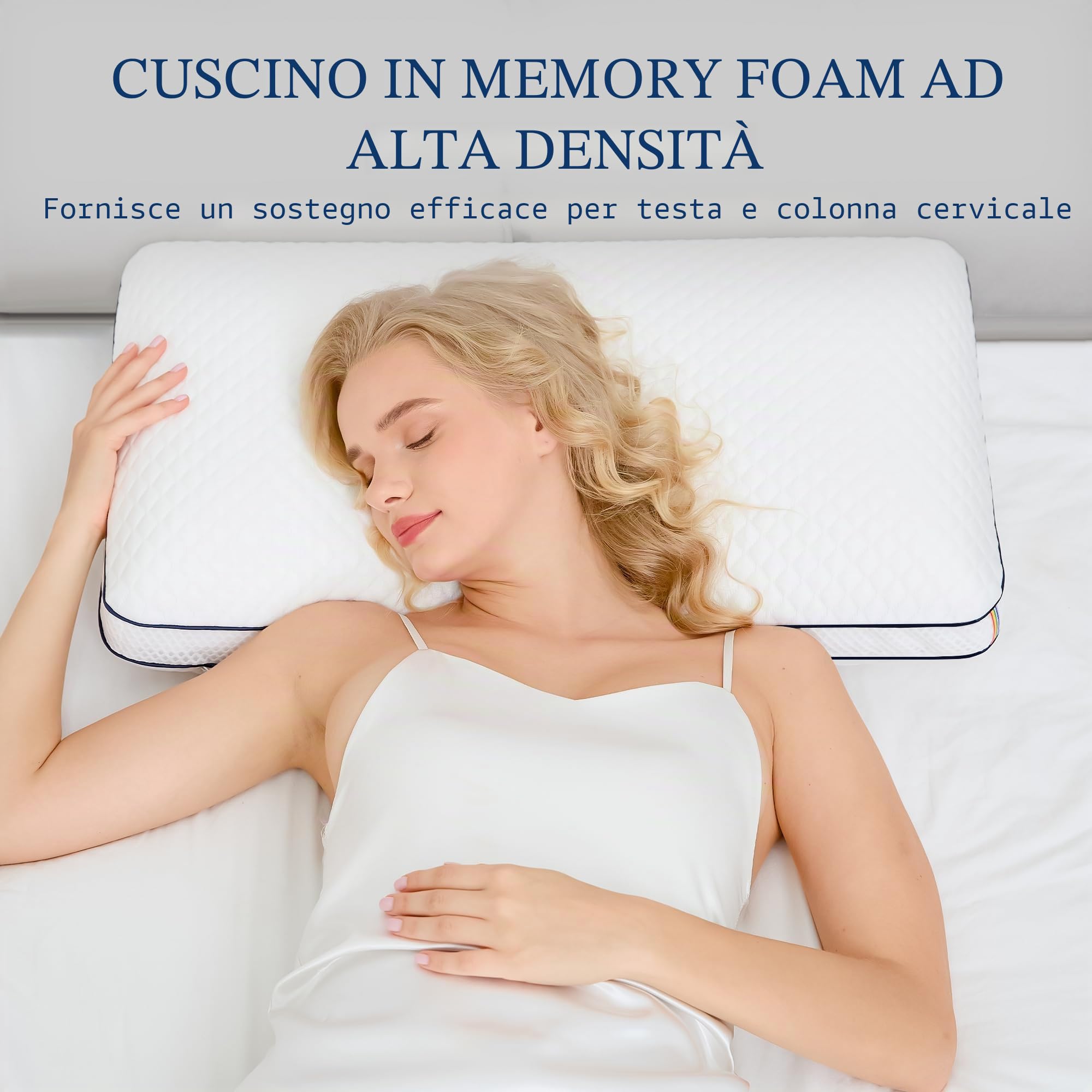 Memory Foam Cervicale - Cuscino Ortopedico Morbido e Traspirante con Federa Removibile
