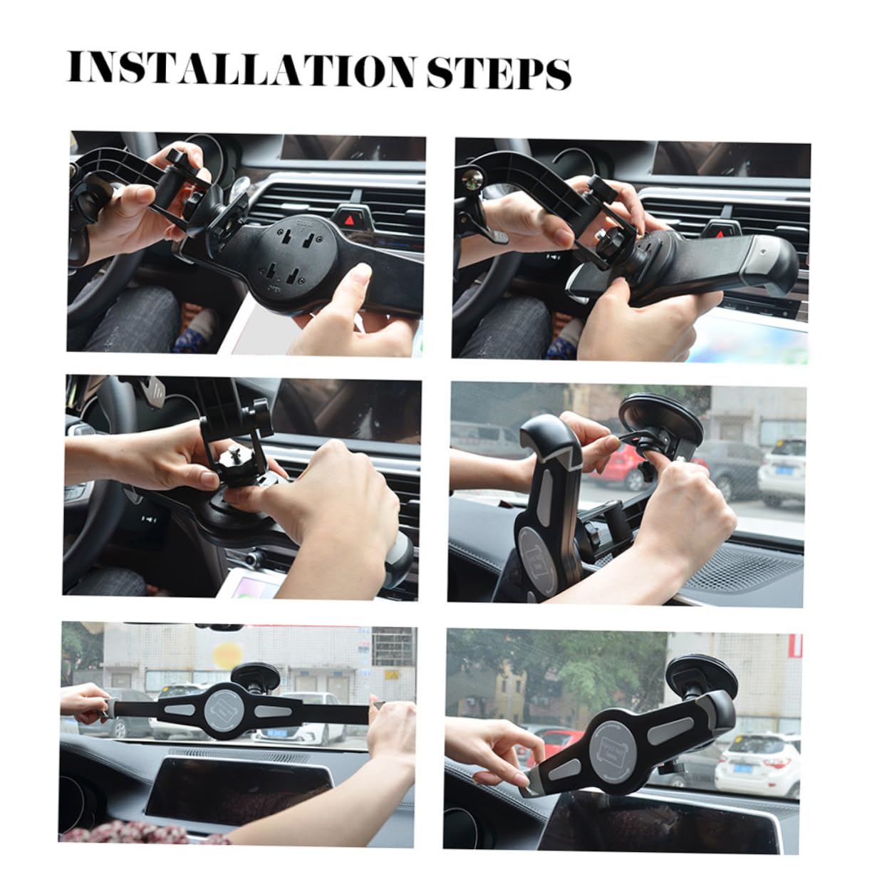 SHINEOFI Soporte a 10.1 Material a Ventosa Coche Grande Tablet en de 7 de Abs y Fijación Estable Pulgadas, Montaje Tablets y Navegadores Vehículo