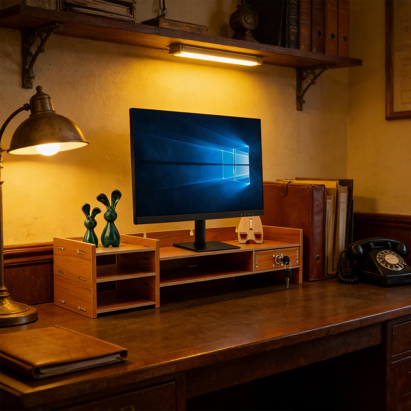 Rehausseur de moniteur avec tiroir - 5 compartiments - Bureau