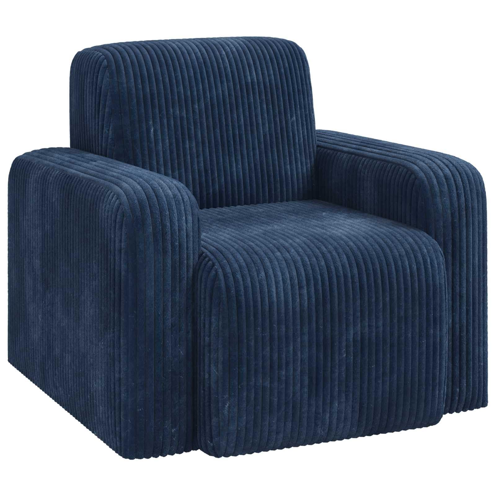 Poltrona imbottita in velluto a coste, per soggiorno, 88 x 90 x 77