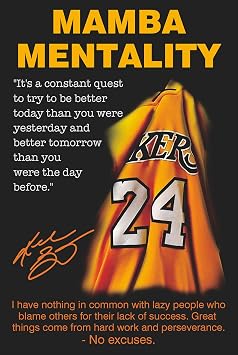 Black Mamba Inspirational Quotes Poster, Black Mamba Mentality Wall Art Decor, Jersey Canvas Art Poster for Man Cave Boys Room Office Decor, A Gift for Dear Basketball Fans, 16"x24" - Unframed