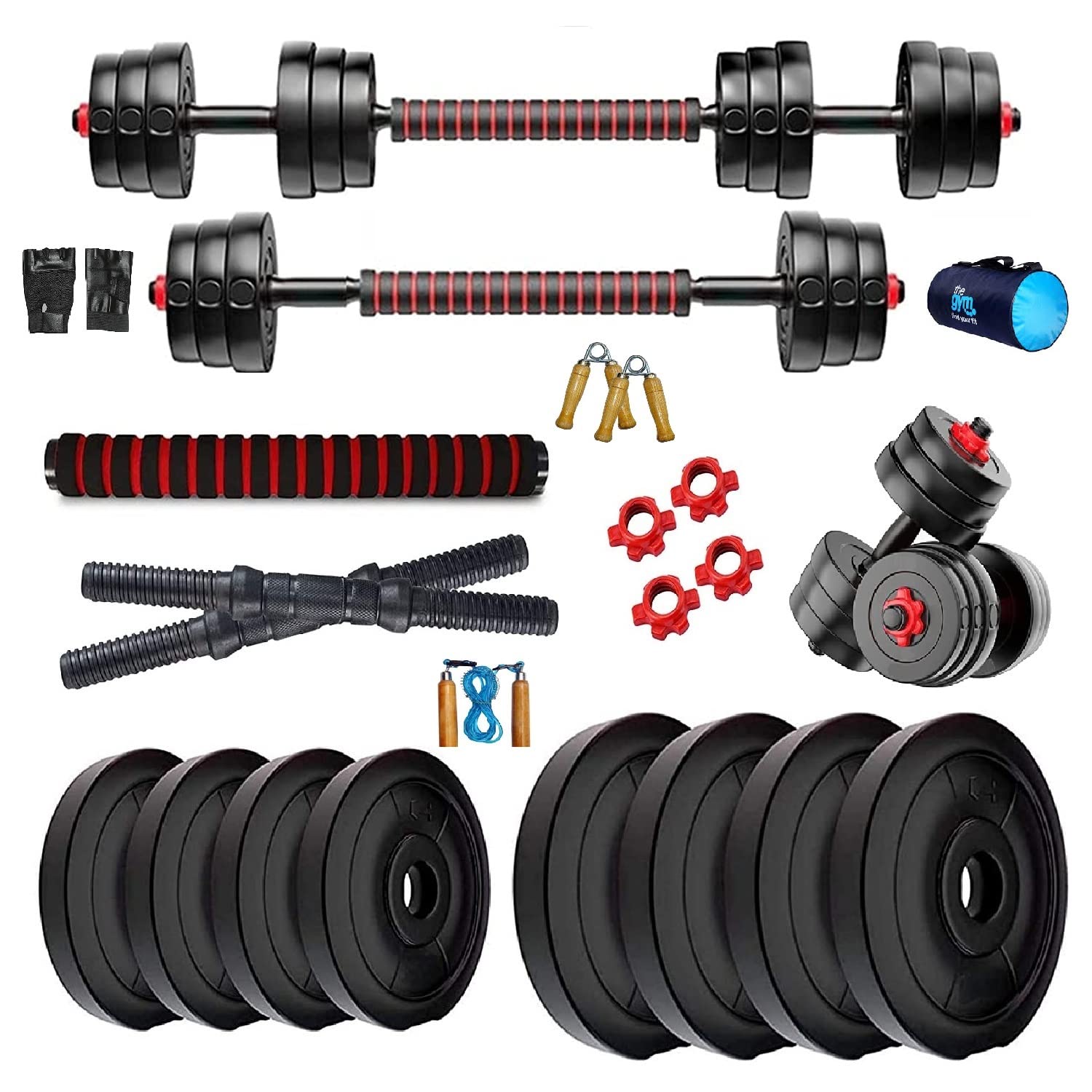 Bodyfit Dumbles Gym Set, Home Gym Weight Plates + 3in1 Extension-Convertor Rod, Star Dumbbell Rods Pair, Strength Exercise Set, Gym Bag. (40kg Weight Plates) (B0BJZ5353Y) Amazon Price History, Amazon Price Tracker