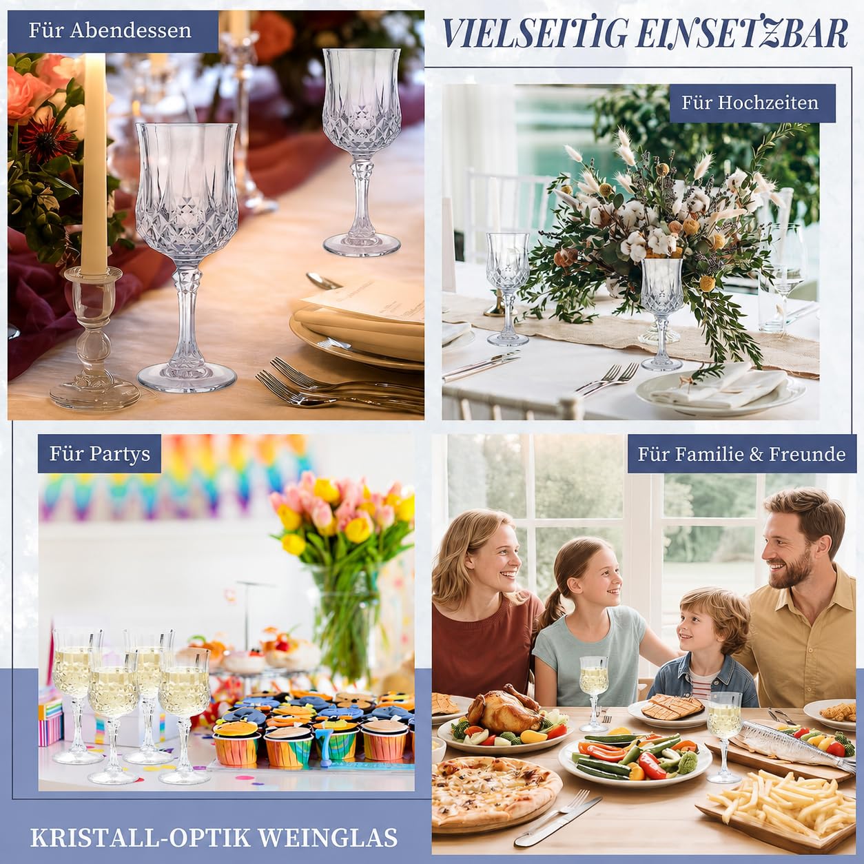 24er-Set Kunststoff Weingläser, 210 ml Wiederverwendbare Plastik Weinglas