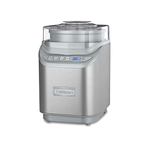 Cuisinart Ice Cream Maker Machine, 2-Quart Stainless Steel Frozen Yogurt, Gelato, Sorbet, Ready in 20 Minutes, LCD Screen and Timer, ICE-70P1