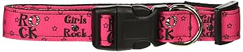 Mirage Pet Products Girls Rock Nylon Ribbon Dog Collar, Large