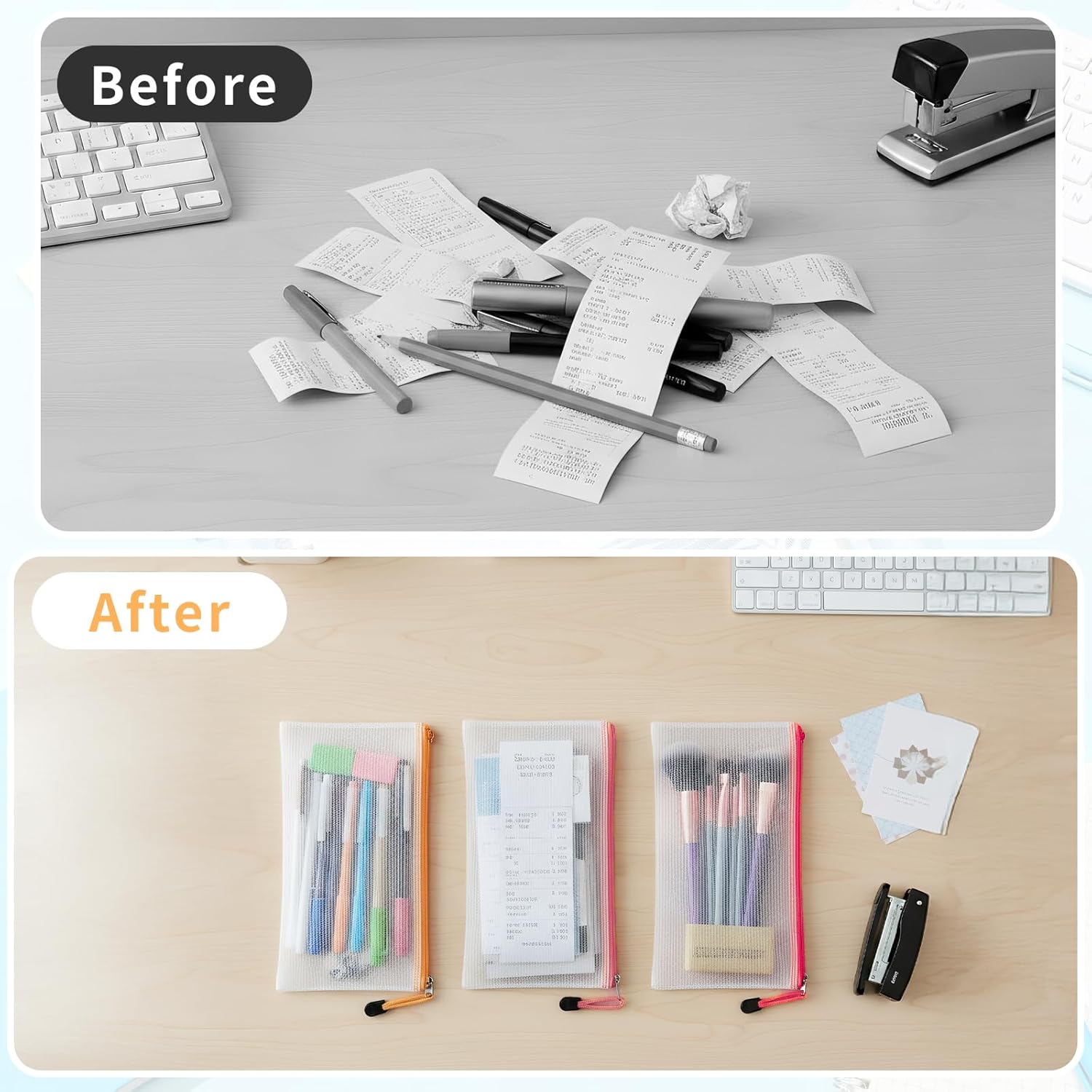 30pcs Pencil Pouches, 9.3x4.5 Inches Small Zipper Pouch, 15 Colors Bill Size Waterproof Zipper Pouches for Organizing, Board Game Storage and Office Supplies - Image 9