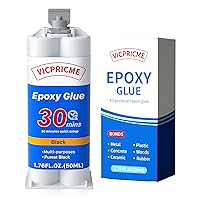 Vista 1 de Pegamento de plástico negro, pegamento epoxi de 2 partes, jeringa de 1.76 onzas, adhesivo de soldadura de plástico impermeable, puede unir metal