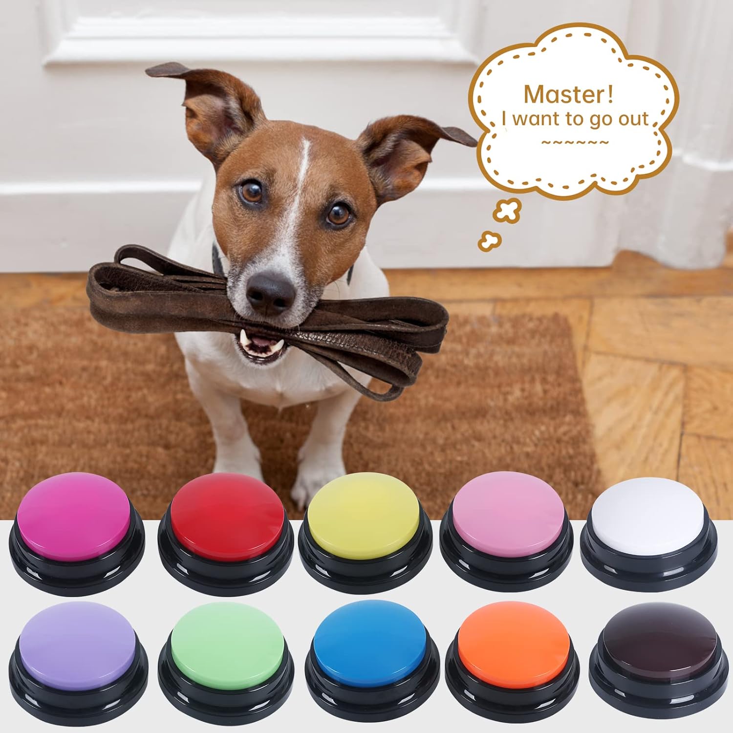 Voice Recording Button, 30 Second Record Button for Dog Pet Interactivity, Gift for Friend, Family,10 Color Have Coffee and White