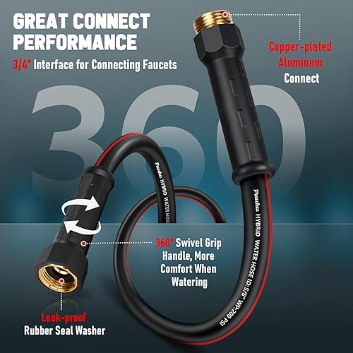 Miniatura 3 de Manguera de jardín de 25 pies x 58 pulgadas, manguera de agua flexible de alta calidad, no se dobla, a prueba de fugas, manguera híbrida ligera con