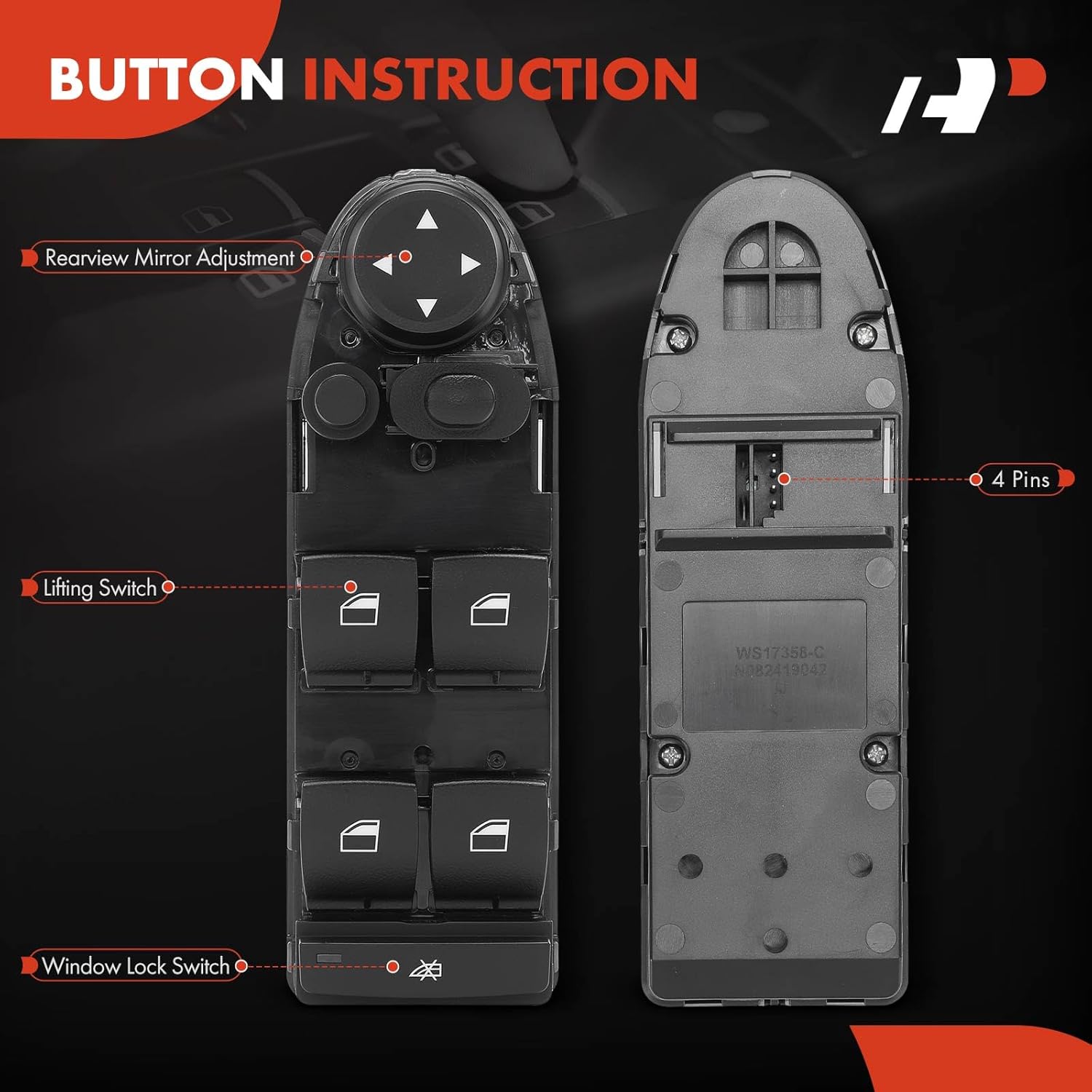 A-Premium Master Power Window Switch Compatible with BMW 528i 2008-2010, 528i xDrive 2009-2010, 528xi 2008, 535i 2008-2010, 535i xDrive 2009-2010, 535xi 2008, 550i 2008-2010, 550i GT 2010