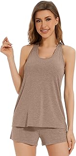 WiWi Soft Viscose from Bamboo Pajamas for Women Tank Top and Shorts Sleepwear Cool Pjs Sleeveless Pajama Set S-XXL