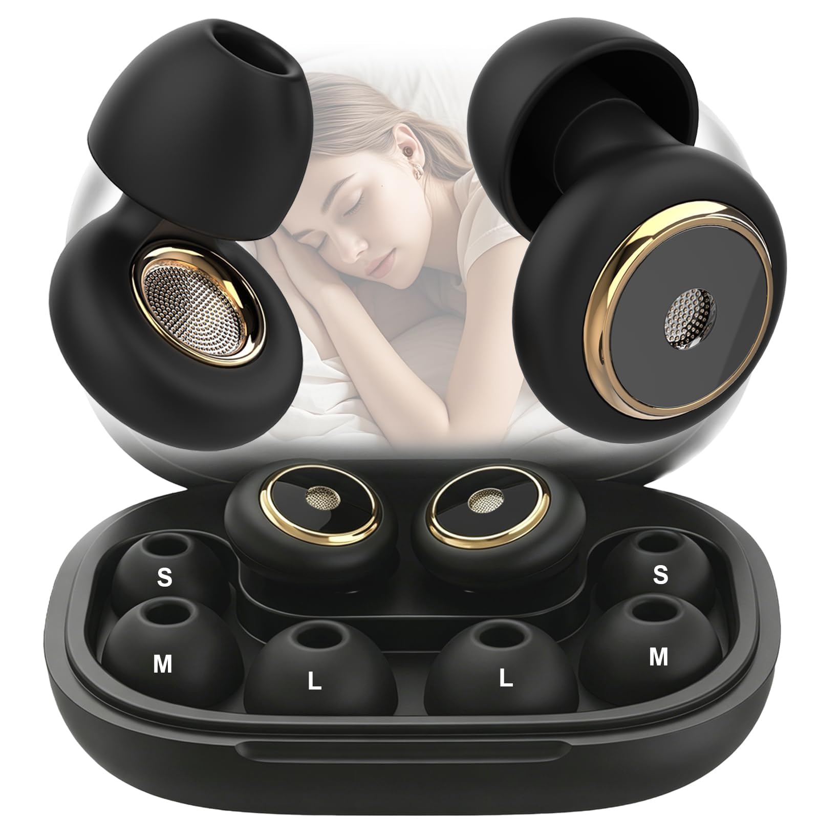 8 tappi per le orecchie per dormire, in silicone, riutilizzabili | Silicone morbido, taglie S/M/L con scatola portaoggetti, riduce il rumore ambientale durante il sonno, i viaggi e lo studio.