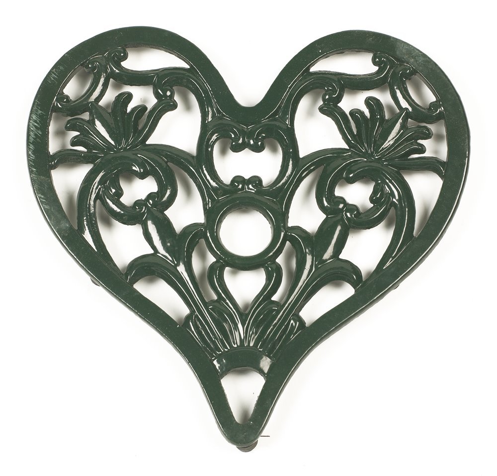 Black Country Metal Works Green Heavy Duty Cast Iron Heart Trivet In