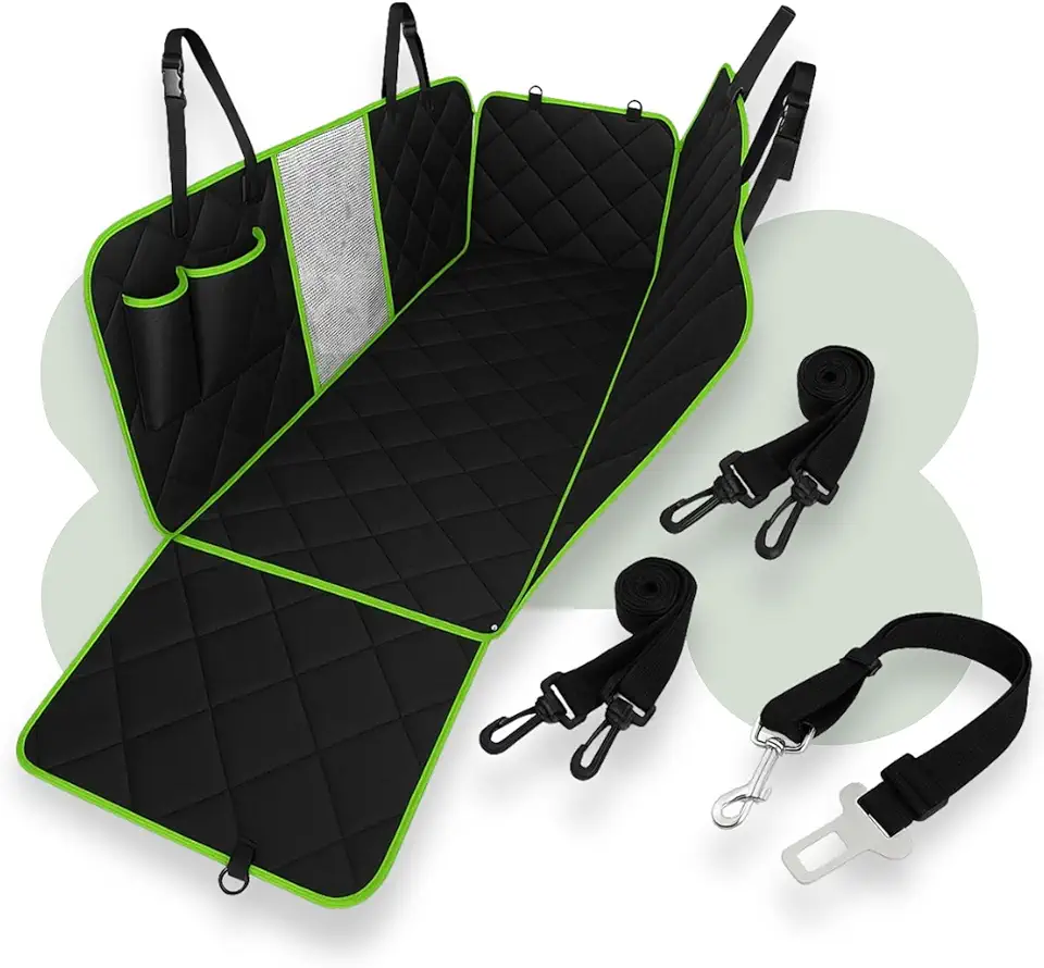 Capa Protetora Impermeável 7 em 1 para Banco Traseiro – Pet, Antiderrapante, Resistente, Ideal para Cachorros e Gatos, Com Cinto de Segurança (Verde)